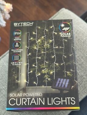 BYTECH Solar Powered Curtain Lights - Warm White